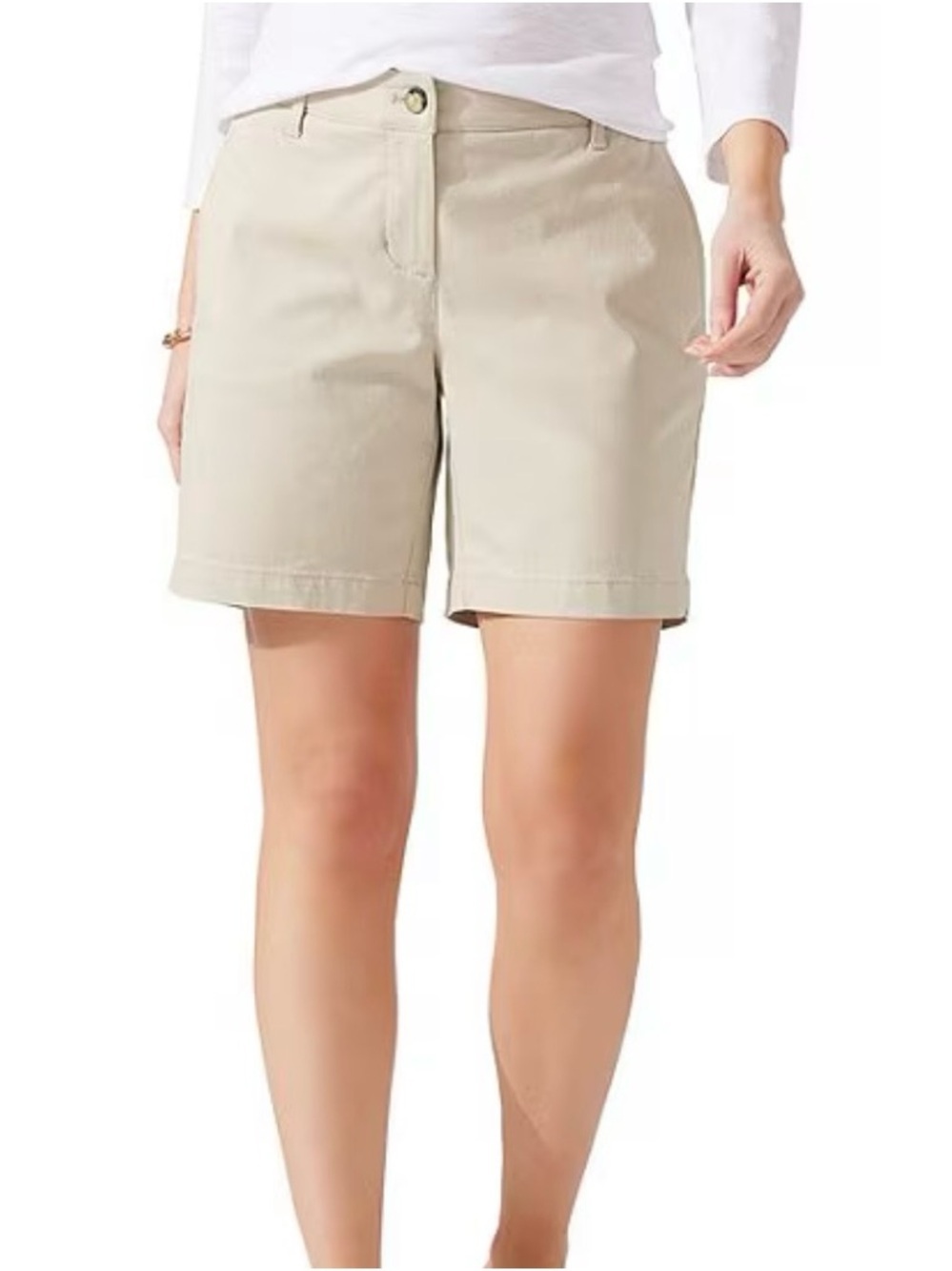 Michael Kors Beige Tailored classic minimalist 8 inch inseam Bermuda Shorts